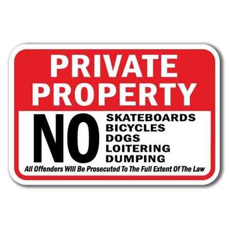 Signmission Safety Sign, 12 in Height, Aluminum, No Loitering - Private A-1218 No Loitering - Private